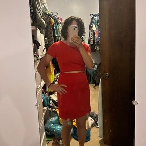 Express Red dress with midriff cutout, size 2/4